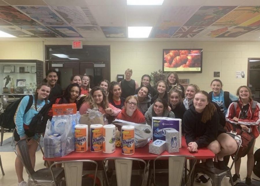 The IPS cheer team donated many items to RMHC.