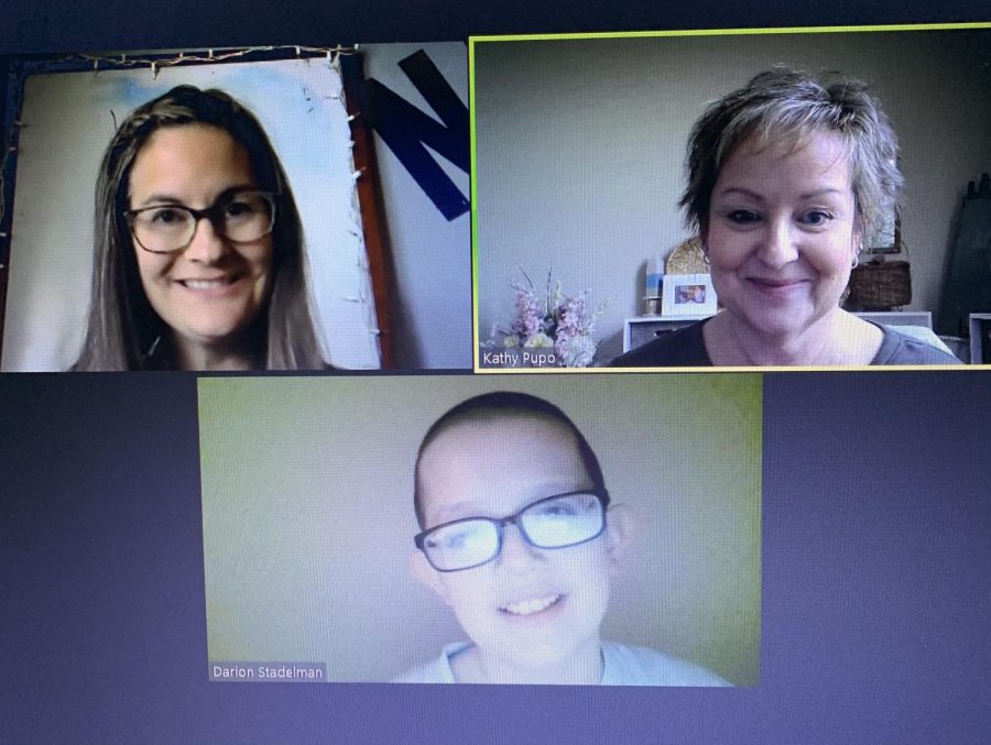 This picture is of me and my teachers, Terri Leach and Kathy Pupo. This is what it looks like when we are doing a zoom meeting.

